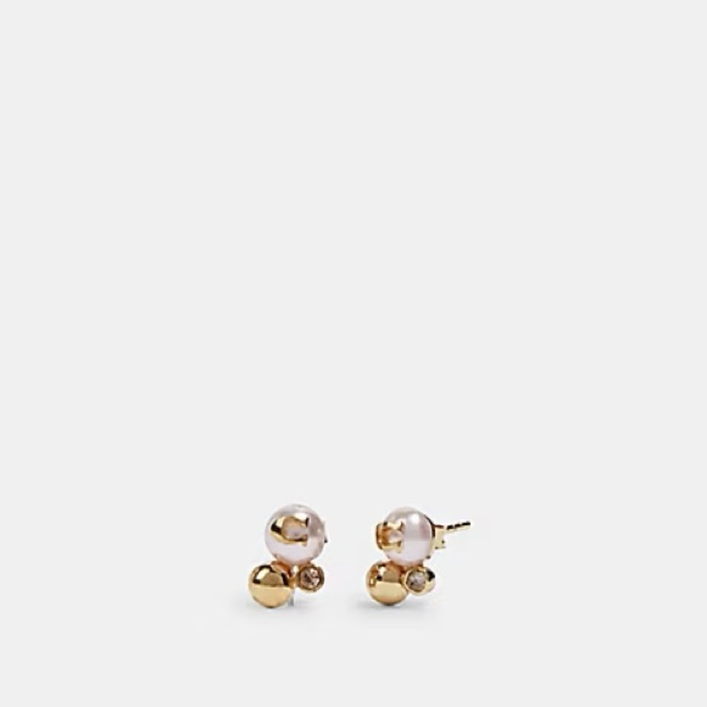 Coach Gold and Pearl Drop Earrings